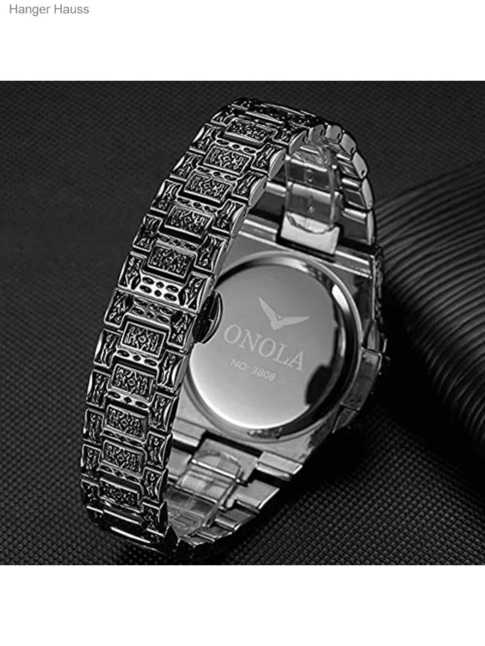 Men's Retro Tattoo Pattern Stainless Steel Quartz Wrist Watch Waterproof